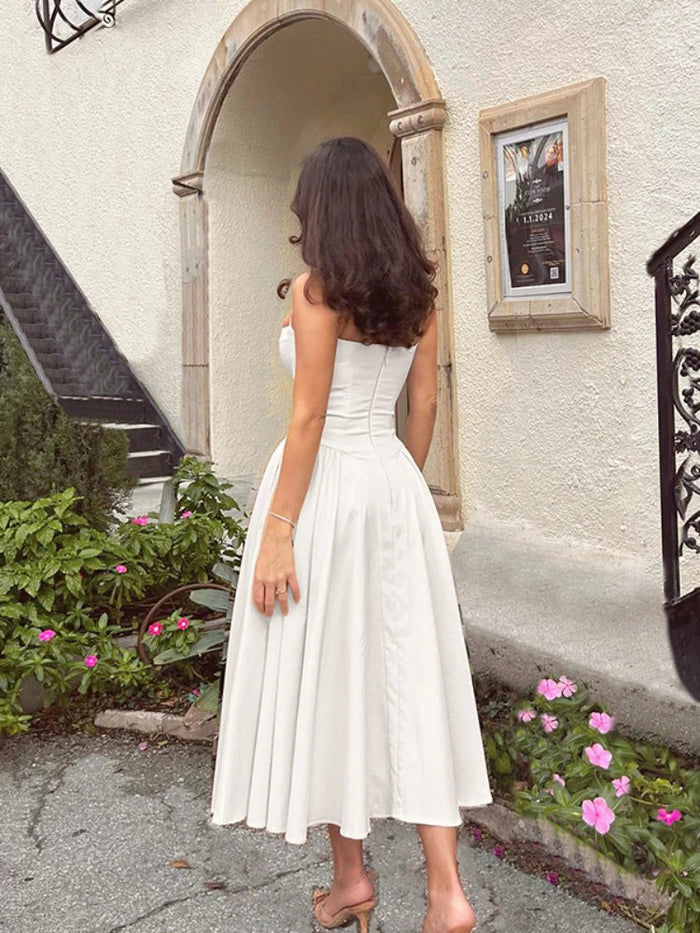 Detalle del Vestido Midi Corset con Tirantes Nia